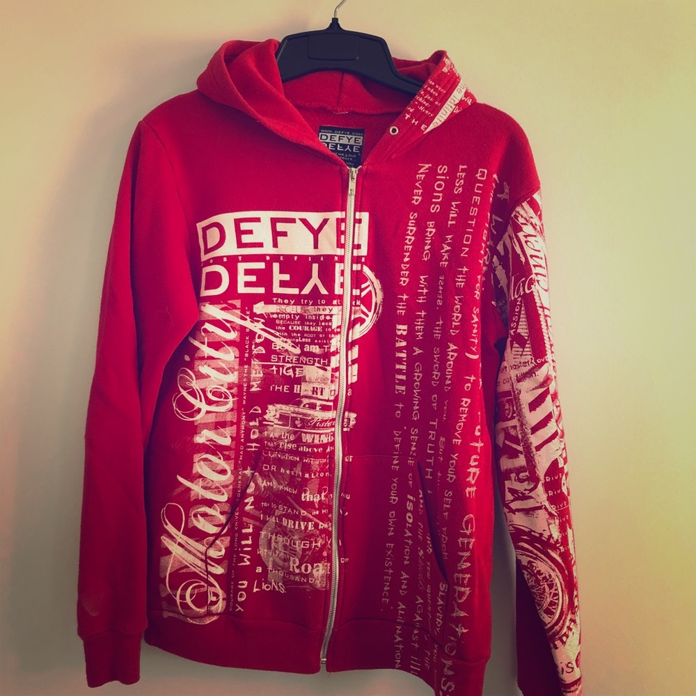 DEFYE Red Zip Up Sweatshirt
